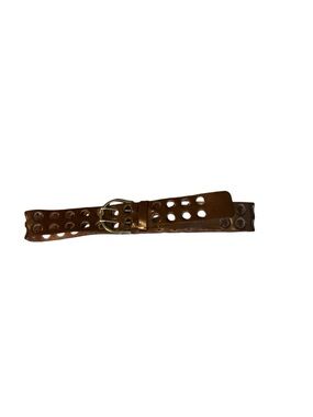 Vintage Brown Genuine Leather Wide Grommet Belt